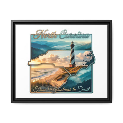 North Carolina Matte Canvas Wall Art — "From Mountains to Coast" Framed Print
