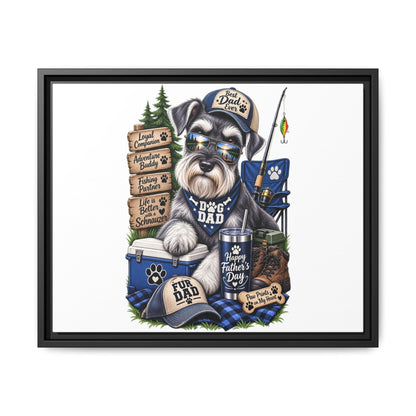 Dog Dad Schnauzer Father's Day Framed Canvas Wall Art — Fishing & Camping Pet Gift