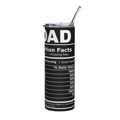 Best Dad Ever Stainless Steel Tumbler — 20oz Travel Cup with 'Nutrition Facts' Design