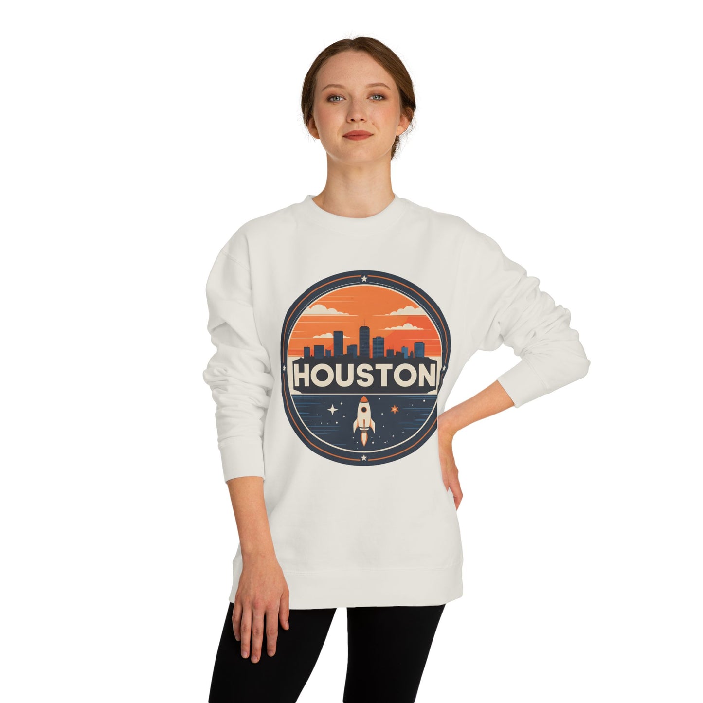 Houston Rocket Patch Sweatshirt — Retro Space City Crewneck