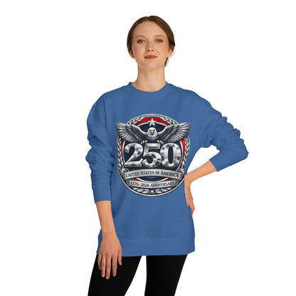250th USA Anniversary Sweatshirt — Eagle Emblem 1776–2026 Commemorative Crewneck