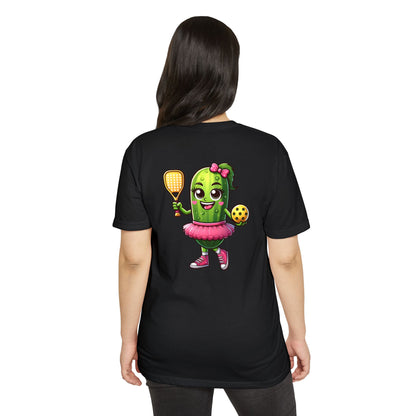 Pickle Paddleball T-Shirt — Cute Pickle Character in Tutu with Paddle & Ball