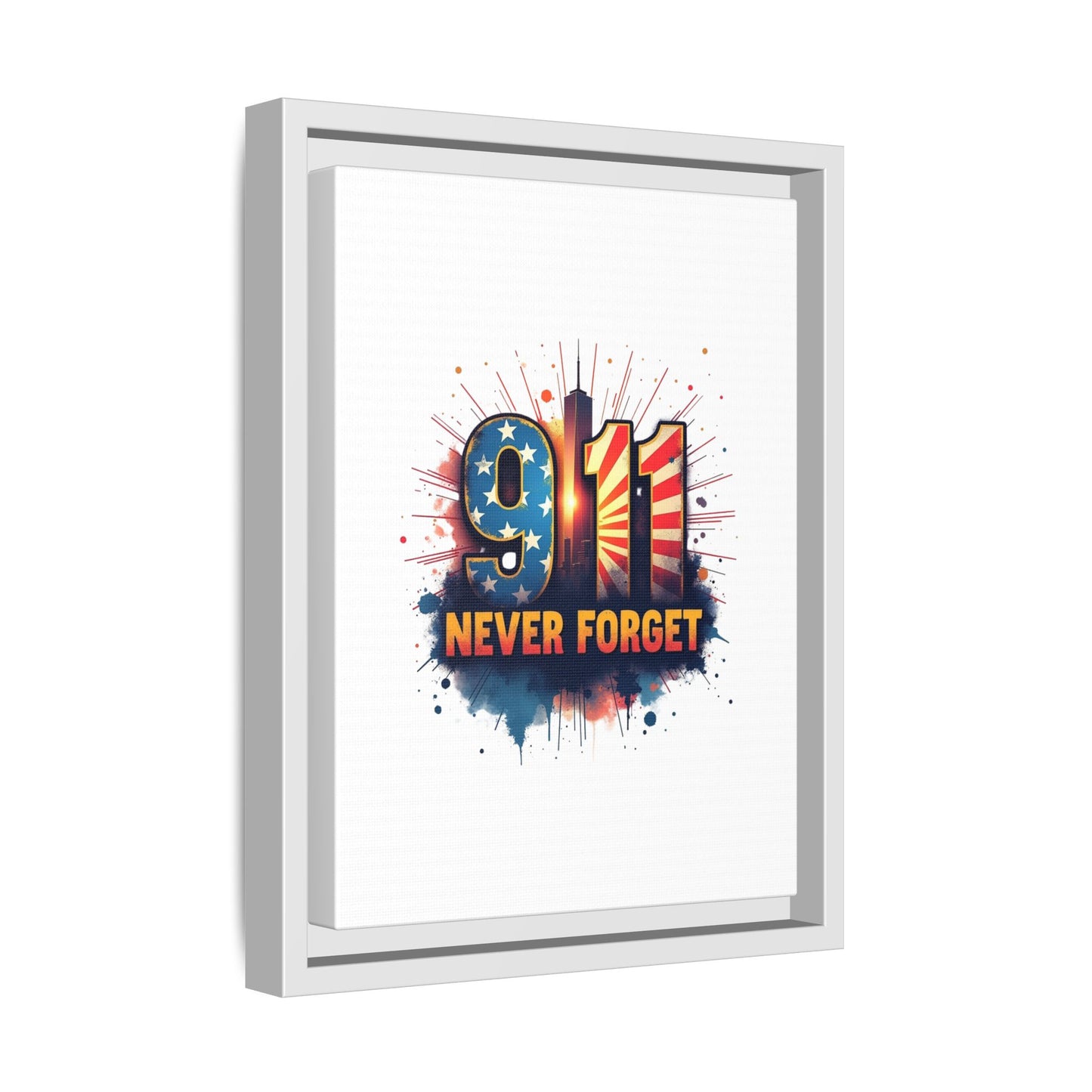 Framed Canvas Wall Art — “9·11 Never Forget” Memorial Print