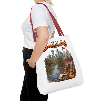 Dallas Texas Scenic Tote Bag – City Skyline & Guitar Souvenir Tote