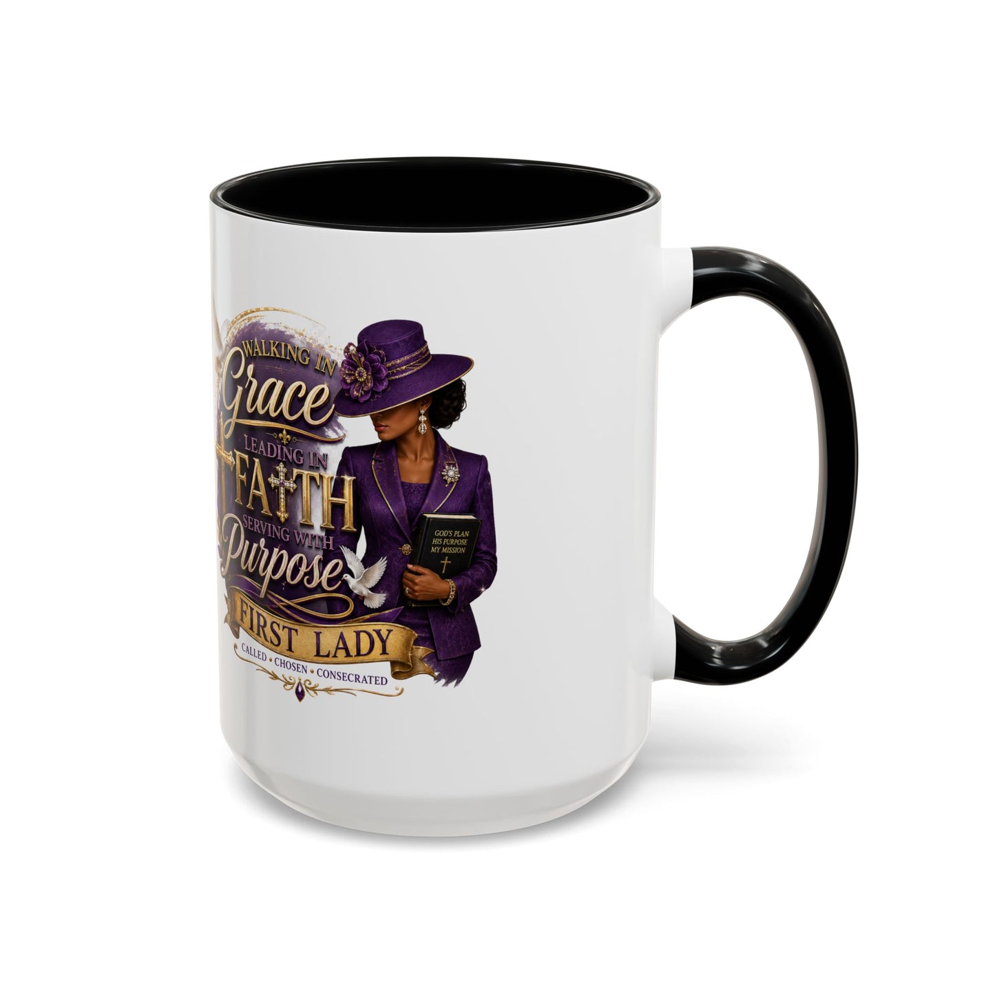 Faith & Purpose Accent Coffee Mug — First Lady Church Design (11/15oz)