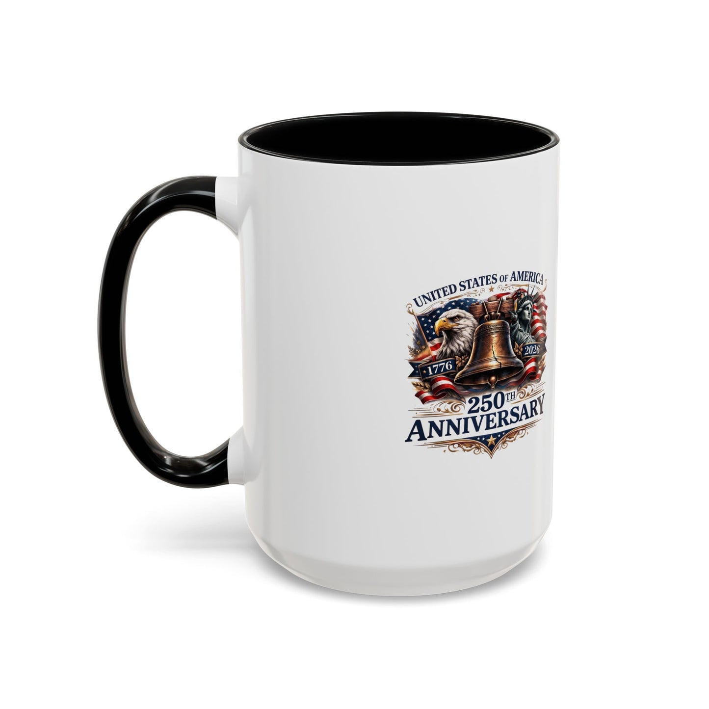 250th Anniversary Accent Coffee Mug — Patriotic United States Bell & Eagle Design (11/15 oz)