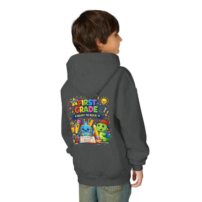 First Grade Hoodie - "First Grade Ready To Rule" Kids Back-to-School Sweatshirt