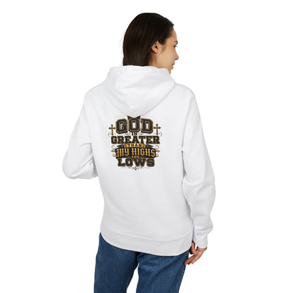 Christian Hoodie — "God Greater Than My Highs & Lows" Faith Graphic Pullover