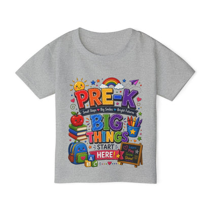 Toddler T-Shirt — "Pre-K Big Things Start Here" Back-to-School Shirt