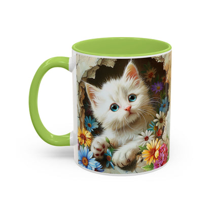 Cute Kitten Floral Accent Coffee Mug (11/15oz)