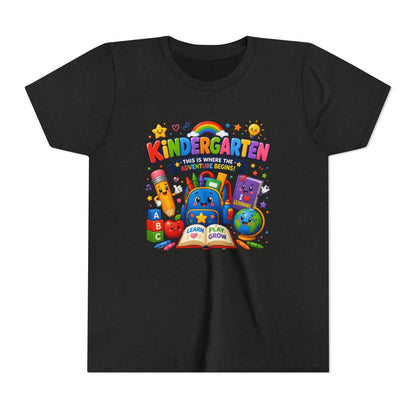 Kindergarten Kids T‑Shirt — 'Kindergarten: This Is Where the Fun Begins' Colorful Back-to-School Tee