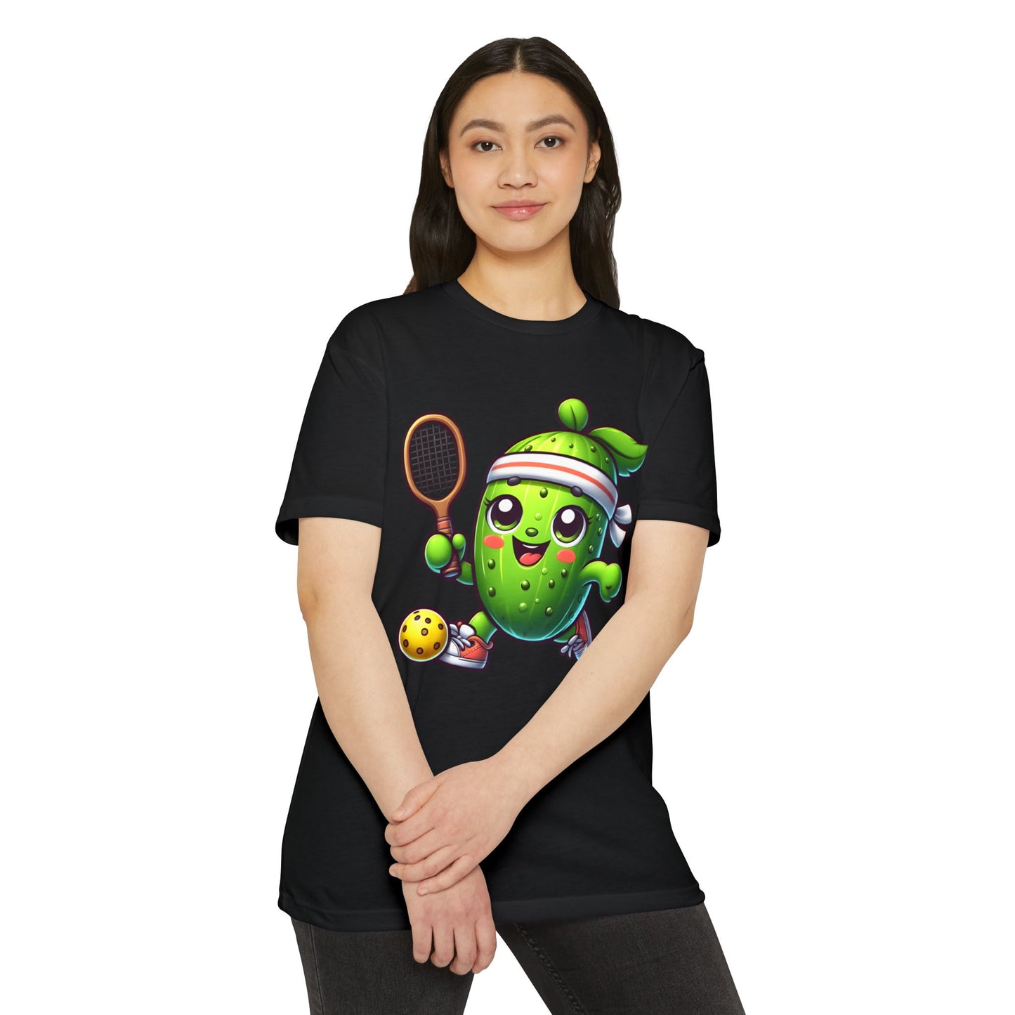 Pickle Tennis Player T-Shirt — Cute Pickle Playing Pickleball Graphic Tee