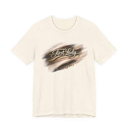 First Lady Brushstroke Tee — Elegant Script Graphic T‑Shirt