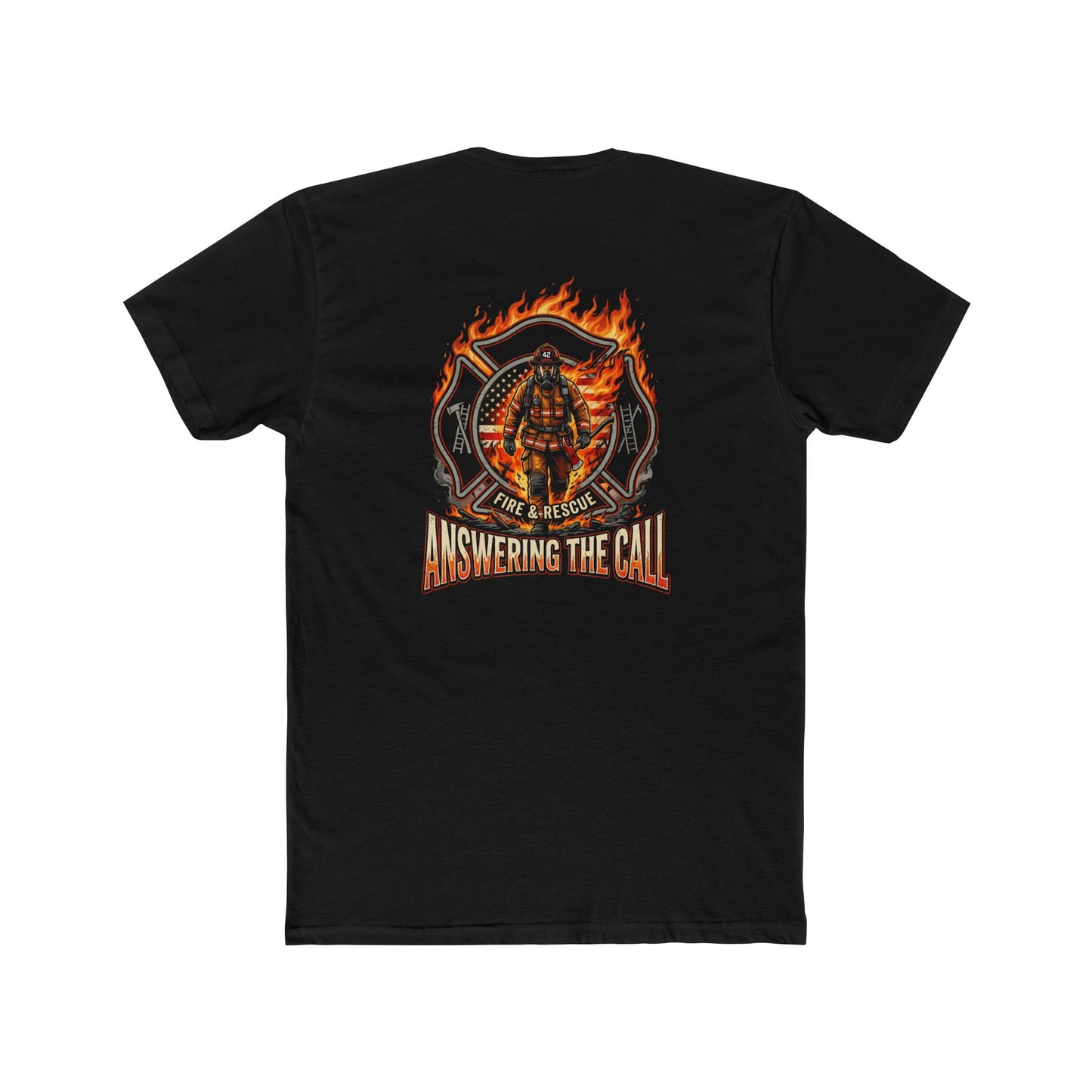 Firefighter T-Shirt - 'Answering the Call' Flame Rescue Crew Tee
