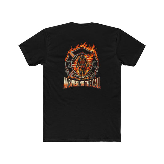 Firefighter T-Shirt - 'Answering the Call' Flame Rescue Crew Tee