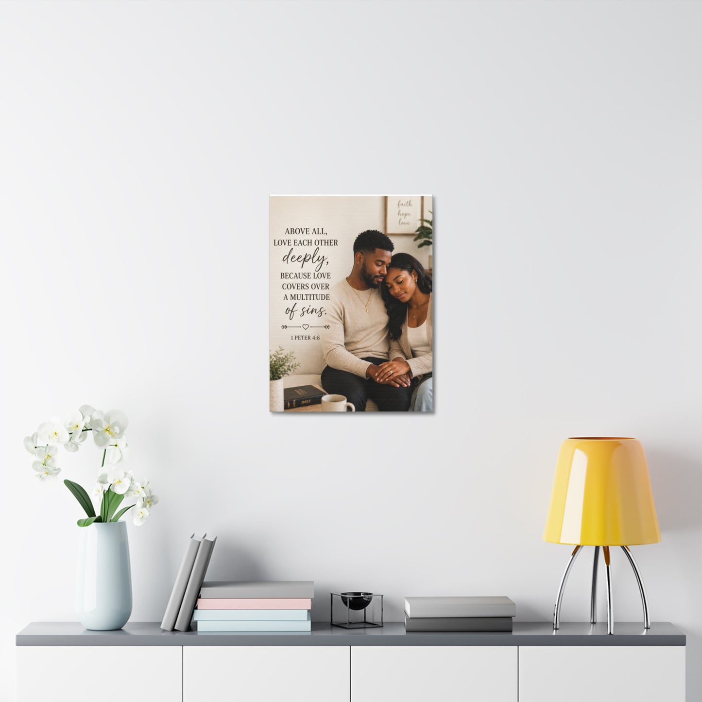 Stretched Canvas — "Above All, Love Each Other Deeply" Christian Wall Art
