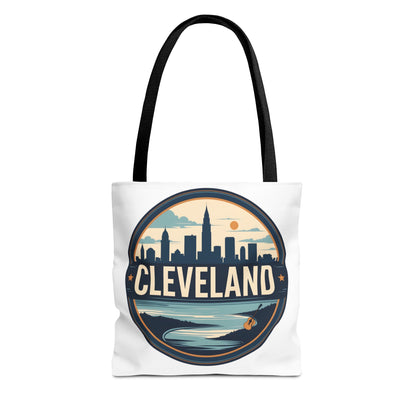 Cleveland Skyline Tote Bag — Vintage Cityscape Beach Design