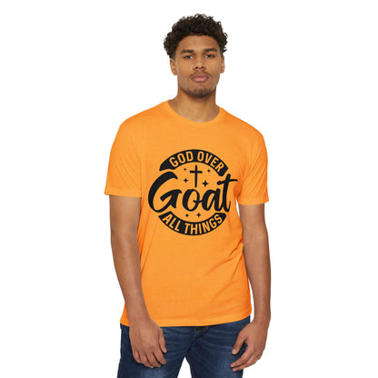God Over Goat Christian T-Shirt — Faith-Based "God Over All Things" Graphic Tee