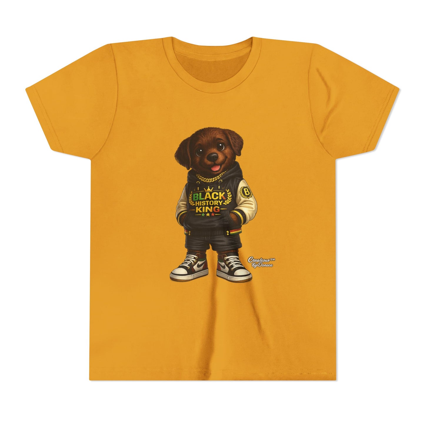 Youth Tee — 'Black History King' Puppy Graphic Shirt
