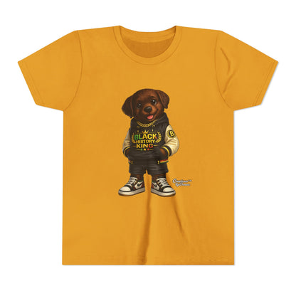 Youth Tee — 'Black History King' Puppy Graphic Shirt