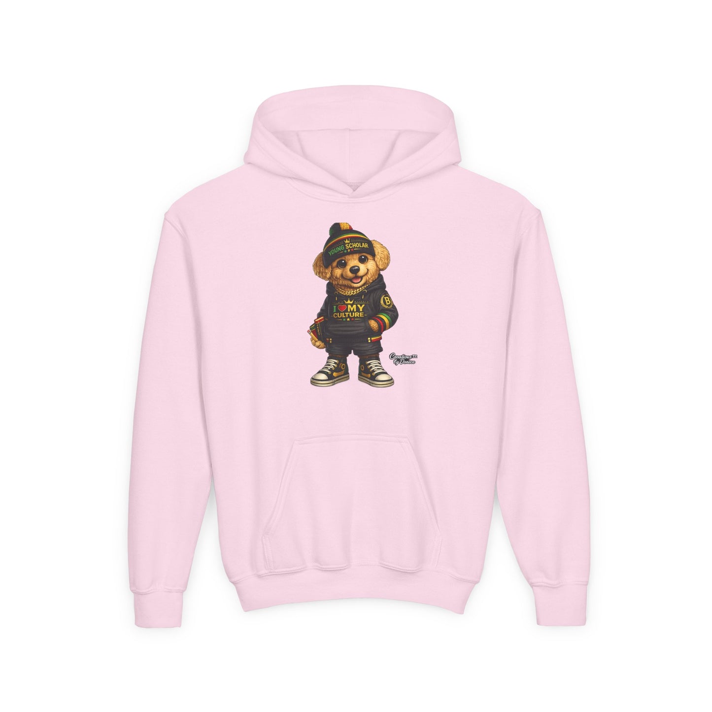 Kids Teddy Bear Hoodie — 'I Love My Culture' Streetwear Youth Sweatshirt