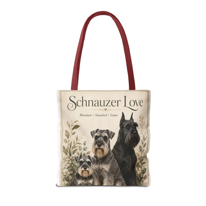 Schnauzer Love Tote Bag — Illustrated Dog Portraits, Miniature Standard Giant