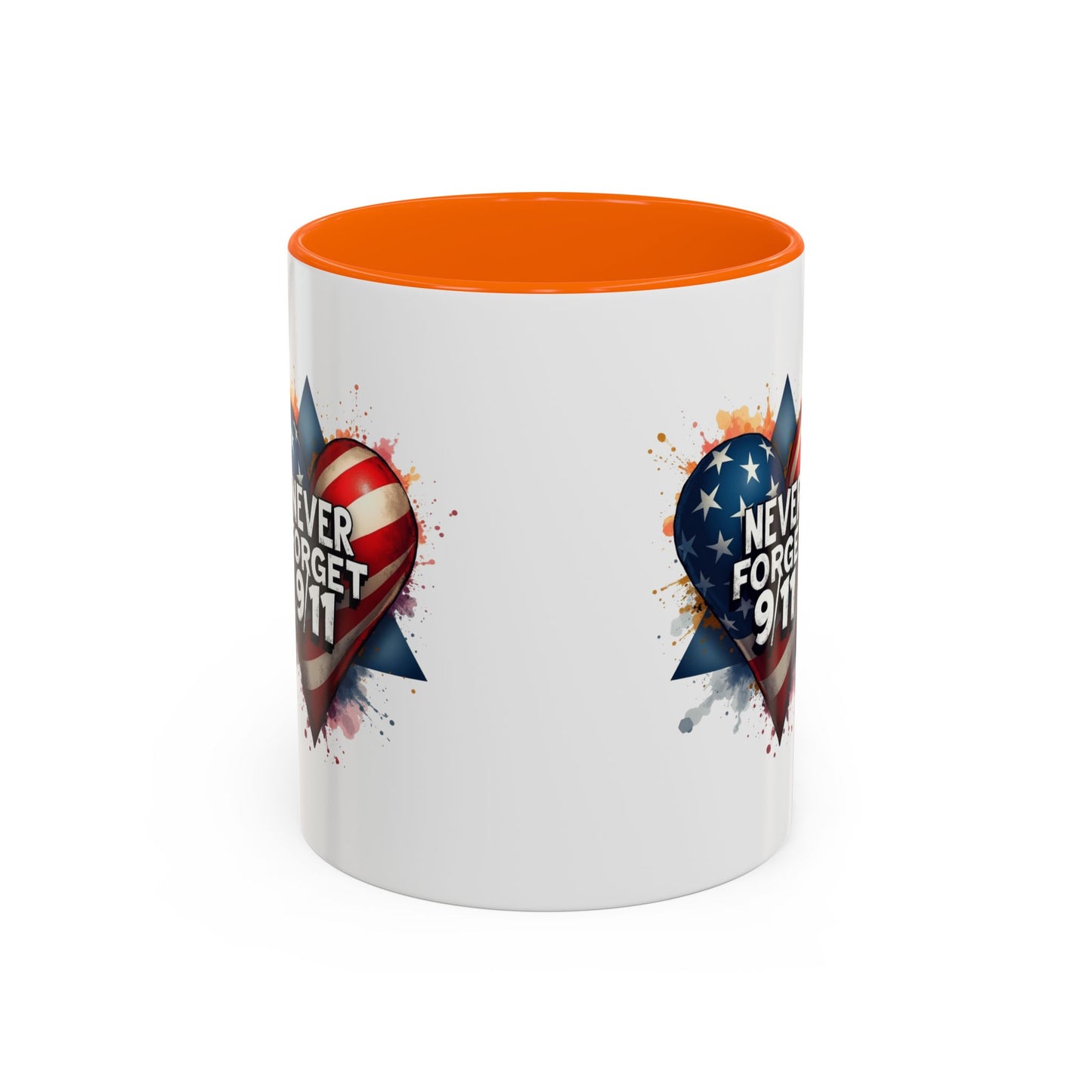 Never Forget 9/11 Heart Accent Coffee Mug – Patriotic Memorial 11/15oz