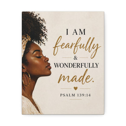 Canvas Wall Art — "I Am Fearfully & Wonderfully Made" Psalm 139:14 Inspirational Portrait