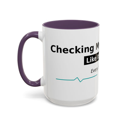 Accent Coffee Mug – 'Checking My Blood Sugar Like It's My Job' Diabetes Awareness Mug