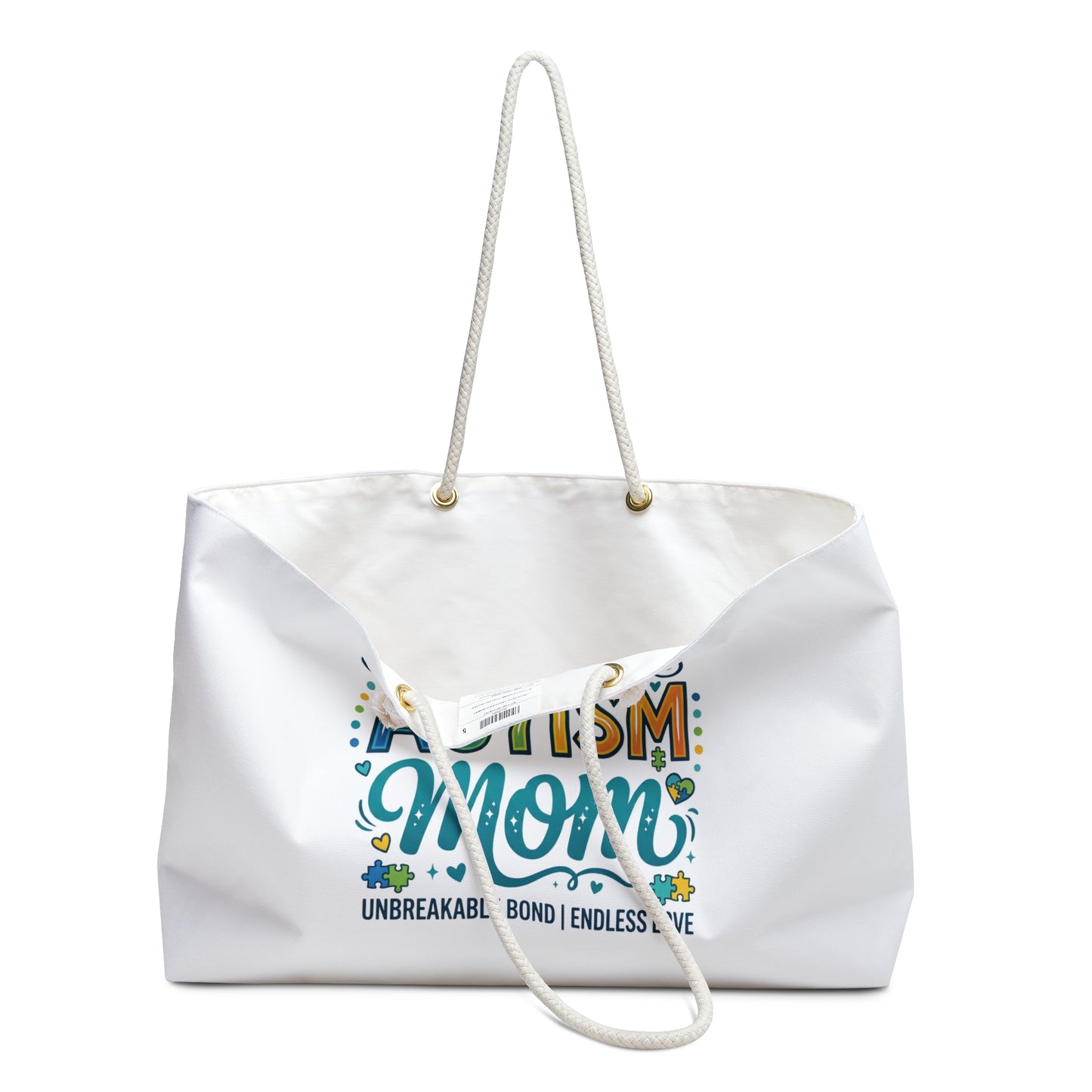 Proud Autism Mom Weekender Bag — "Unbreakable Bond, Endless Love" Beach & Travel Tote