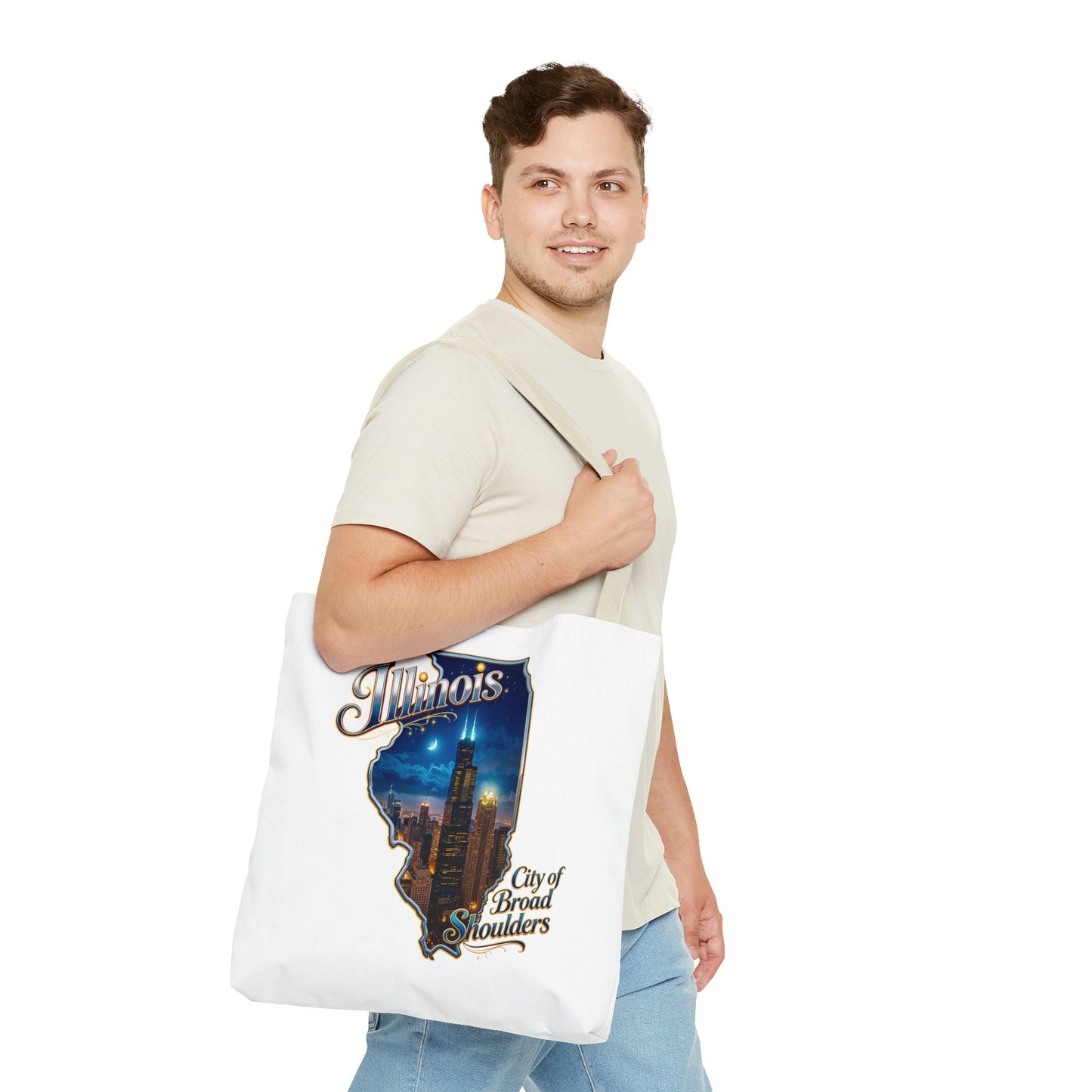 Illinois Skyline Tote Bag — "City of Broad Shoulders" Chicago Night Design