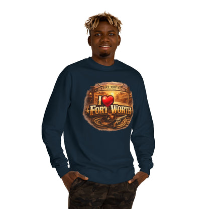 I Heart Fort Worth Crewneck Sweatshirt — Vintage Texas City Pride