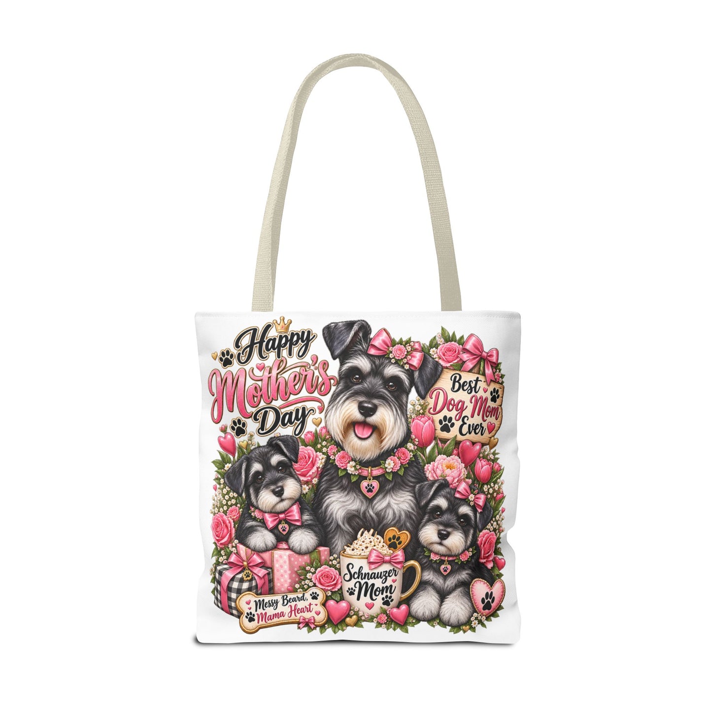 Happy Mother's Day Schnauzer Tote Bag — Best Dog Mom Ever Floral Gift