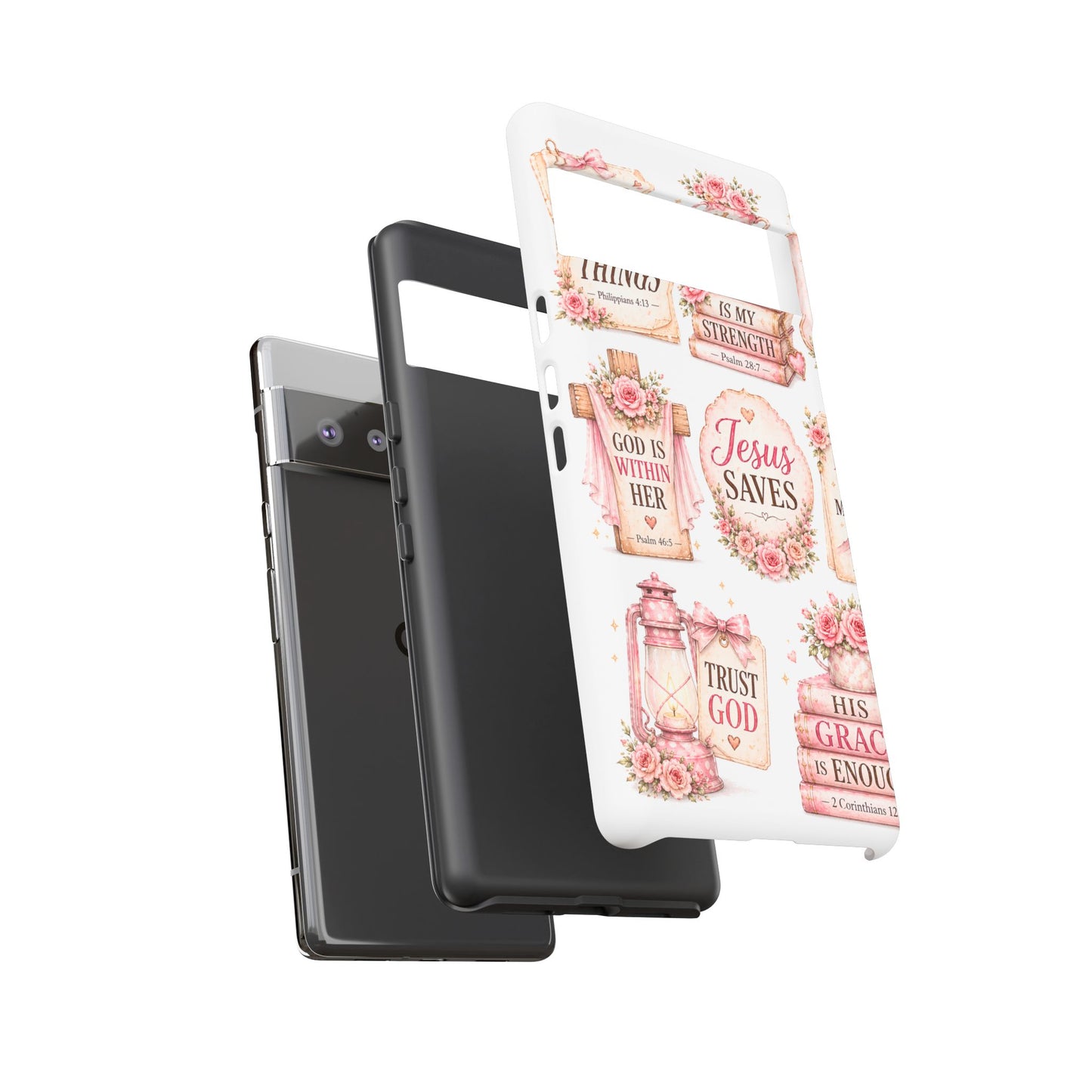 Faith Phone Case — 'Jesus Saves' Floral Christian Scripture iPhone Case