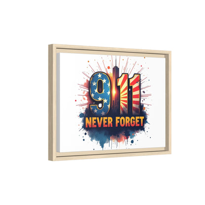 Framed Canvas Wall Art — “9·11 Never Forget” Memorial Print