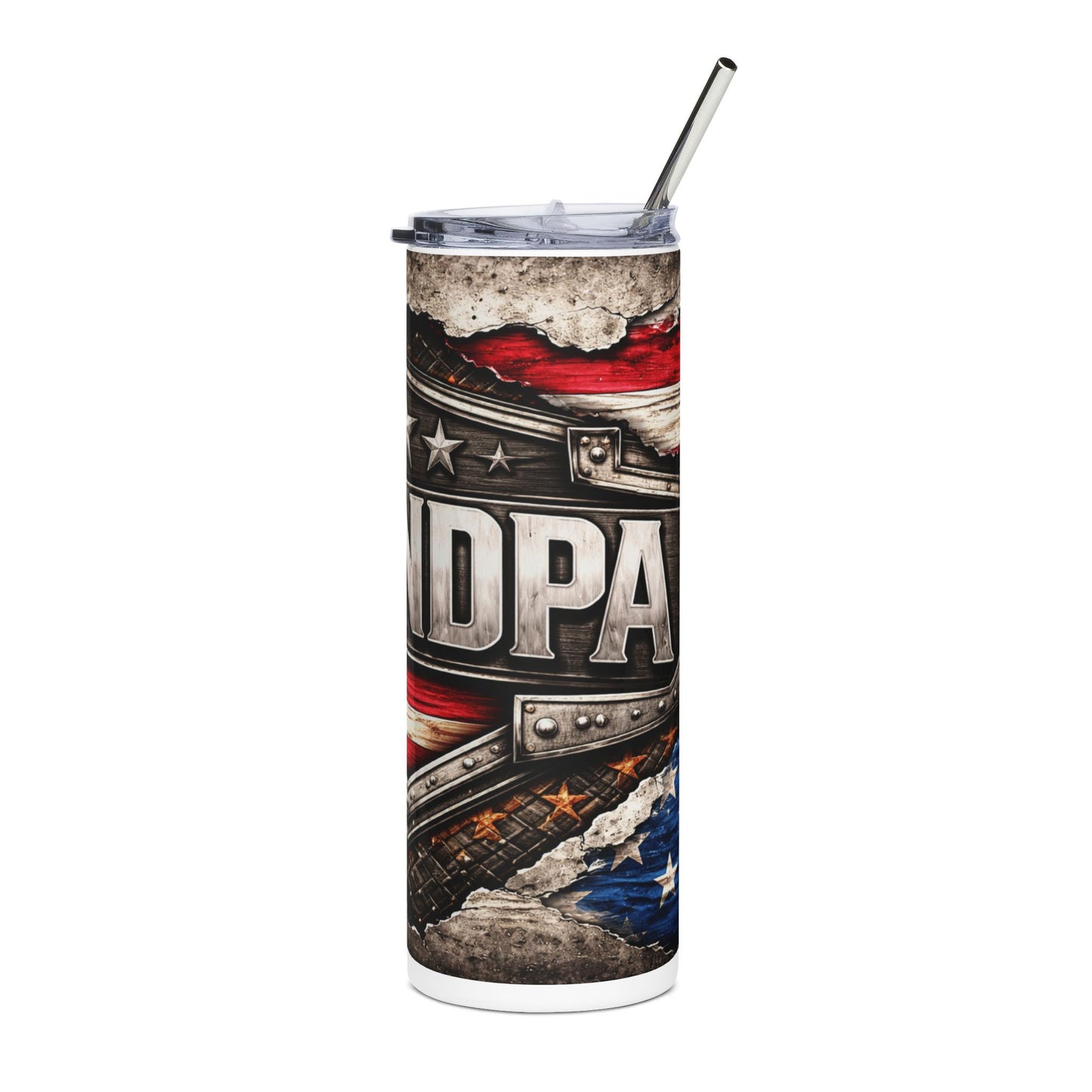 Grandpa Patriotic Stainless Steel Tumbler — 20oz USA Flag Shield Travel Cup
