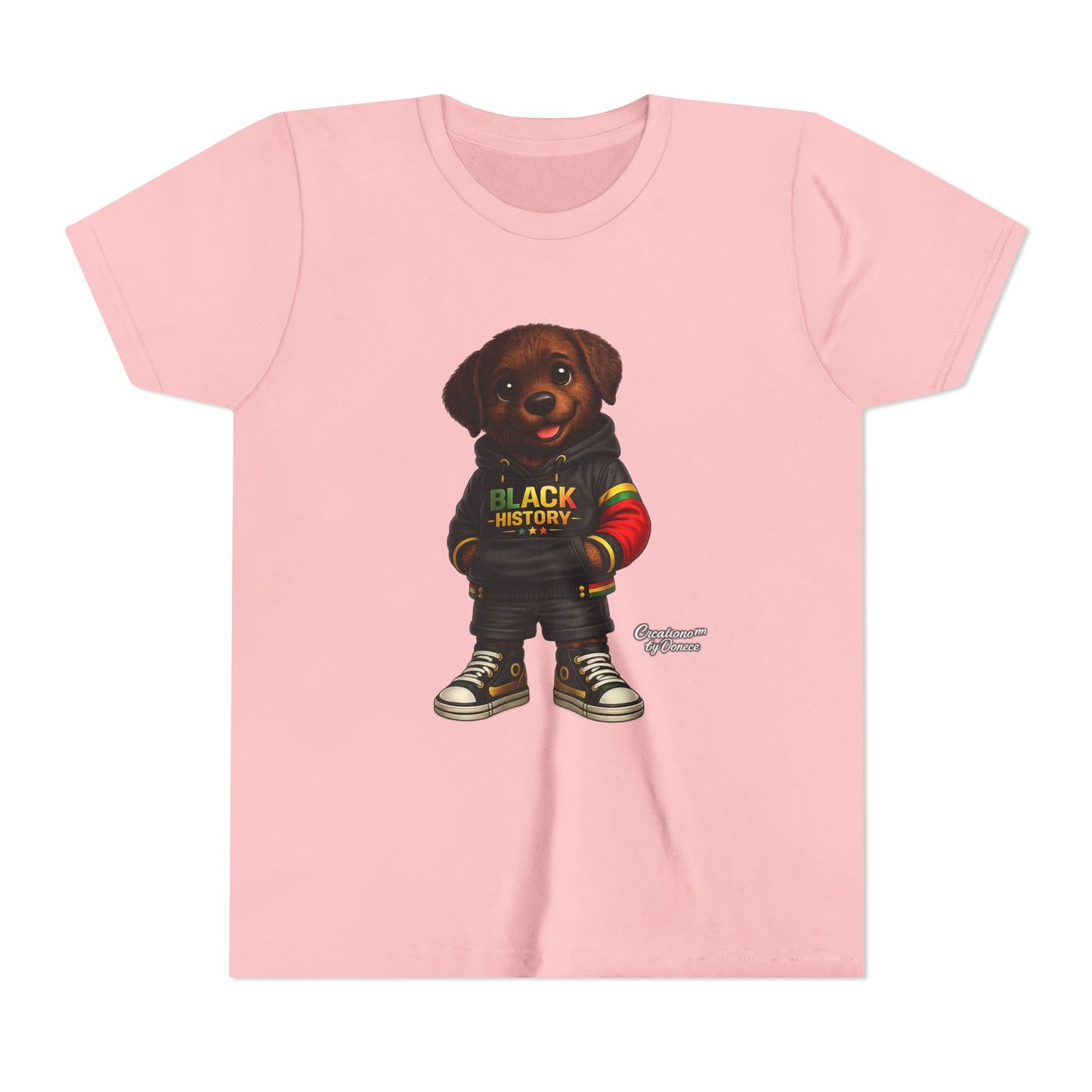 Youth Tee — Cute Puppy 'Black History' Graphic Shirt