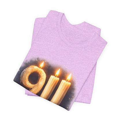 9/11 Never Forget T-Shirt – Memorial Candle Tribute Tee