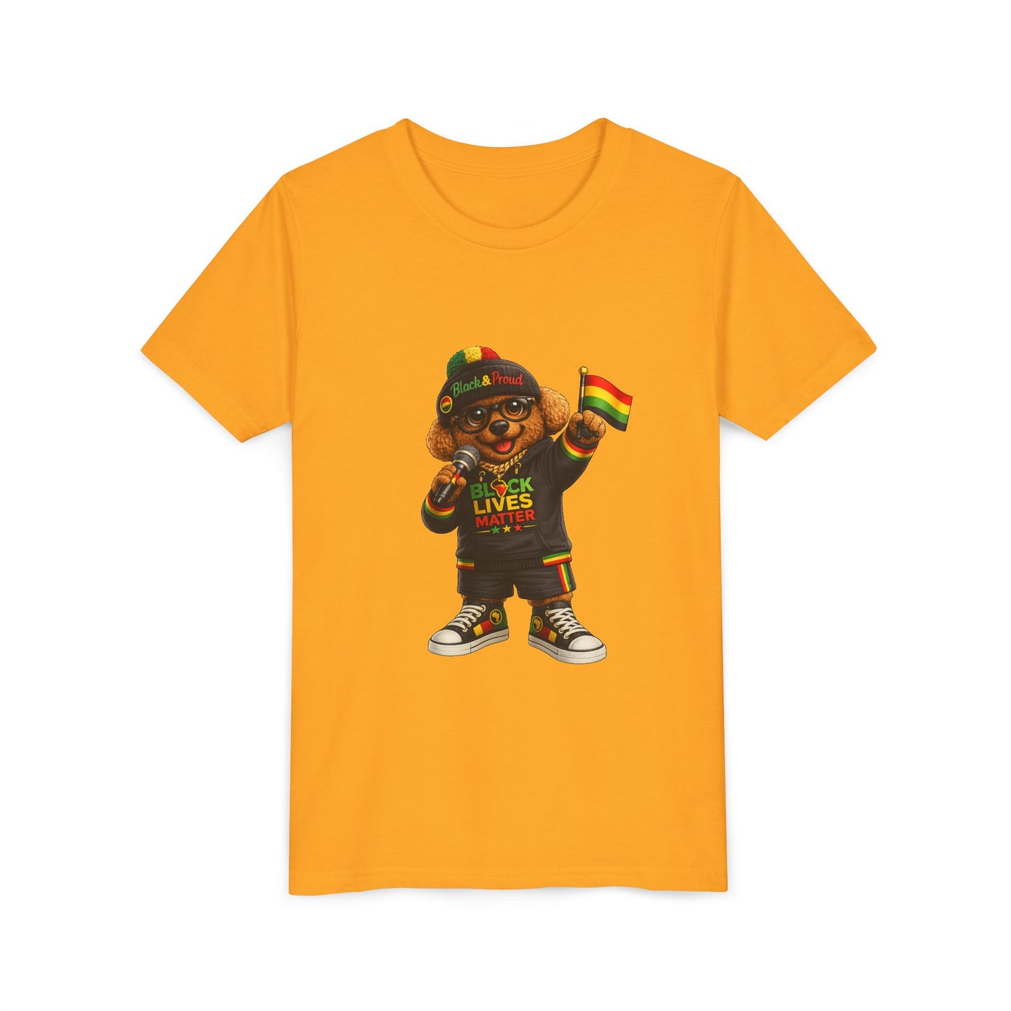 Youth Tee — Kid Bear Black Lives Matter Rasta Flag Shirt