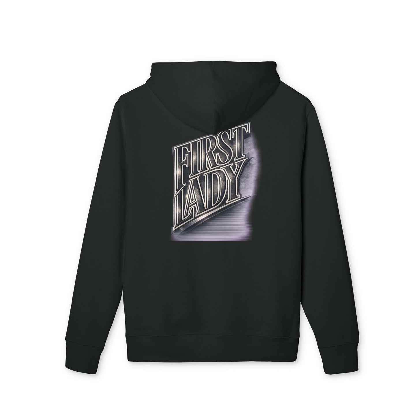 First Lady Graphic Hoodie — Retro Metallic Lettering Pullover