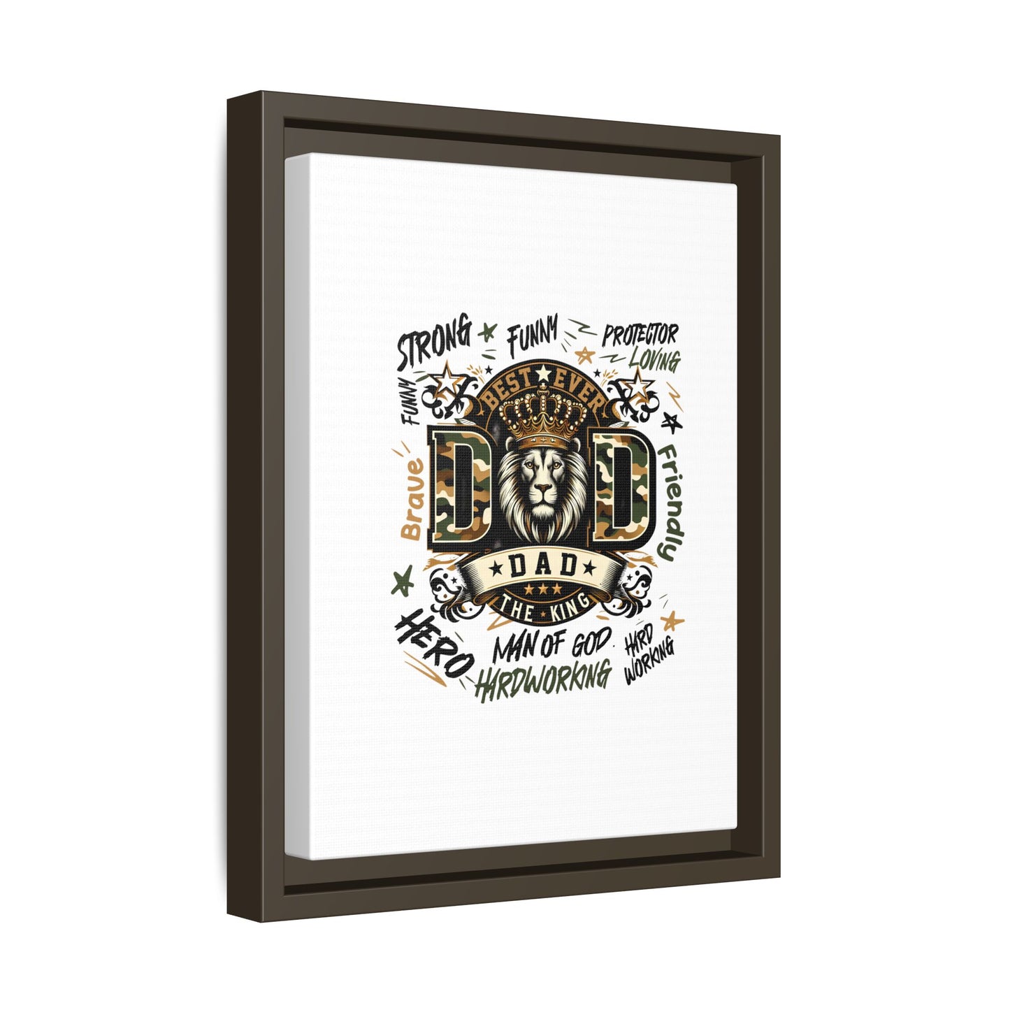 Framed Matte Canvas 'Best Ever DAD' Wall Art – Lion King Design, Father’s Day Gift