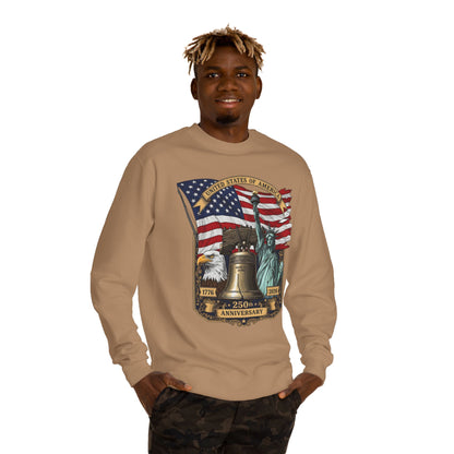 Liberty 250th Anniversary Sweatshirt — USA Flag, Statue of Liberty & Liberty Bell Design