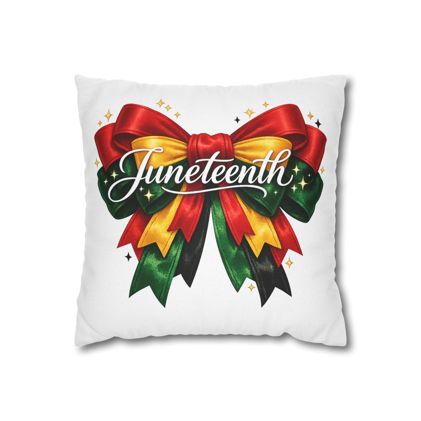 Juneteenth Decorative Pillowcase – Red, Gold & Green Ribbon Accent