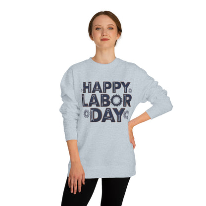 Labor Day Sweatshirt - "Happy Labor Day" Gear with Industrial Gear Design