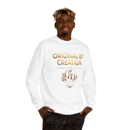 Original By Creation Crewneck Sweatshirt — Gold Emblem Inspirational Pullover