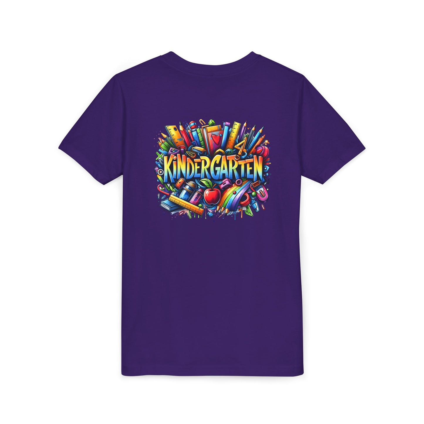 Kindergarten Colorful School Supplies Youth Tee — Back-to-School Kids T-Shirt