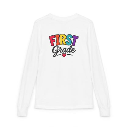 First Grade Kids Long Sleeve Tee — Colorful Back-to-School Shirt