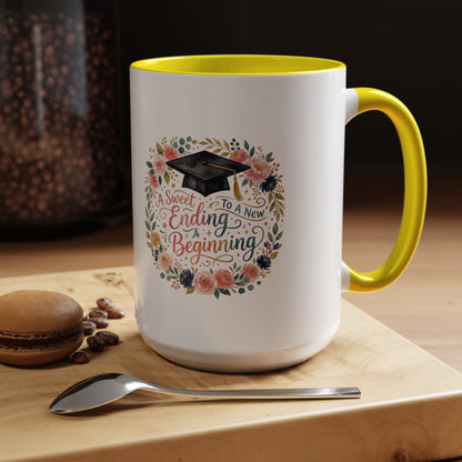 Graduation Floral Coffee Mug — "A Sweet Ending to a New Beginning"