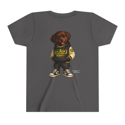 Youth Tee — 'Black History King' Puppy Graphic Shirt