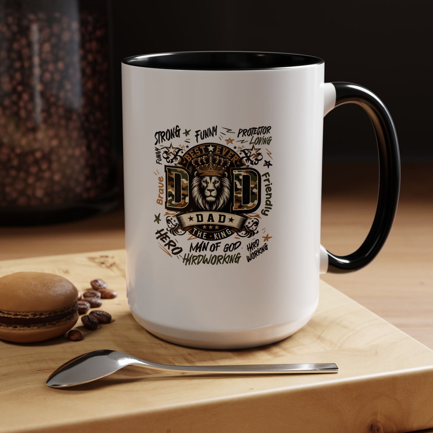 Dad King Lion Coffee Mug — 'Dad: The King' Accent 11/15oz Gift
